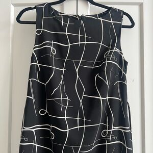 Black with white design sheath midi dress